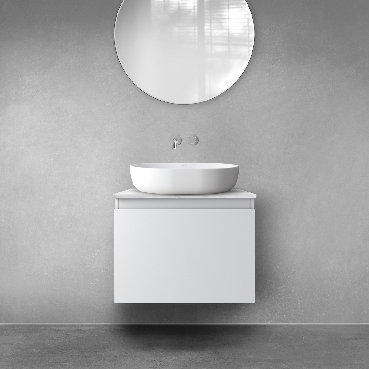 Darmowa Dostawa - Szafka z blatem 60x45.6x48.6 cm podumywalkowa wisząca szara Oltens Vernal 68710700