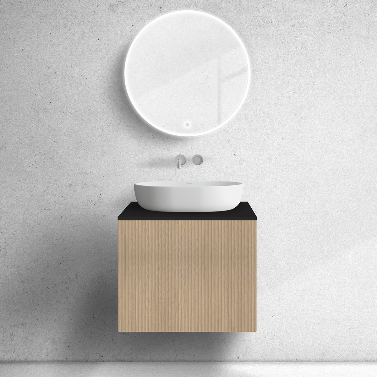 Darmowa Dostawa - Szafka z blatem 60x45x53.6 cm podumywalkowa wisząca czarna-dąb Oltens Lun 68746060