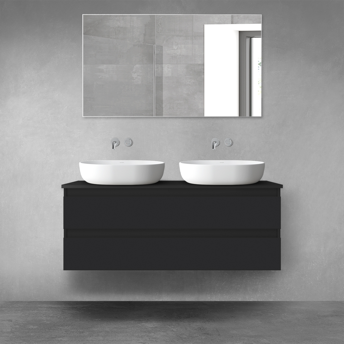 Darmowa Dostawa - Szafka z blatem 120x46.4x48.6 cm podumywalkowa wisząca czarna Oltens Vernal 68466300