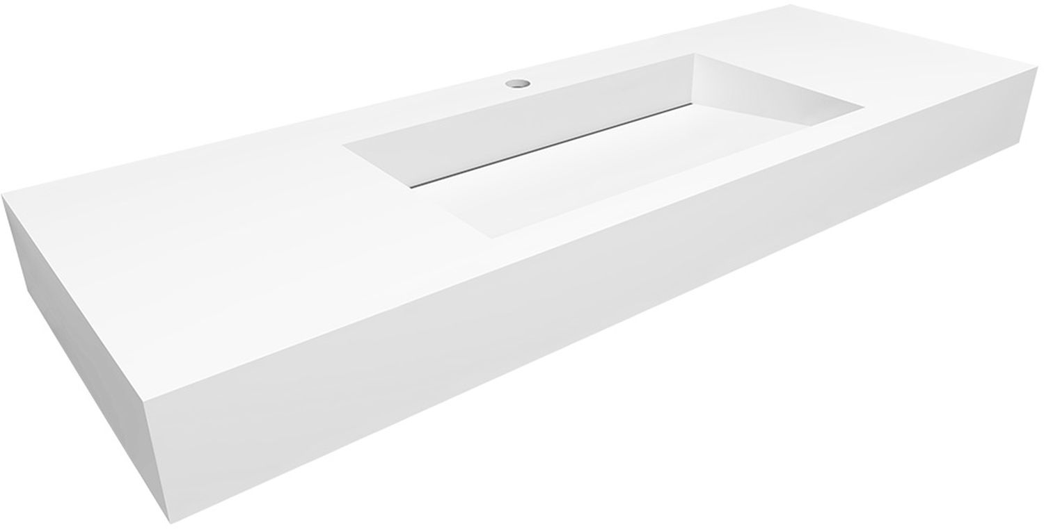 Darmowa Dostawa - Umywalka 130x45 cm prostokątna ścienna-z blatem biała Cristalstone Linea Ideal U1300MCOLC