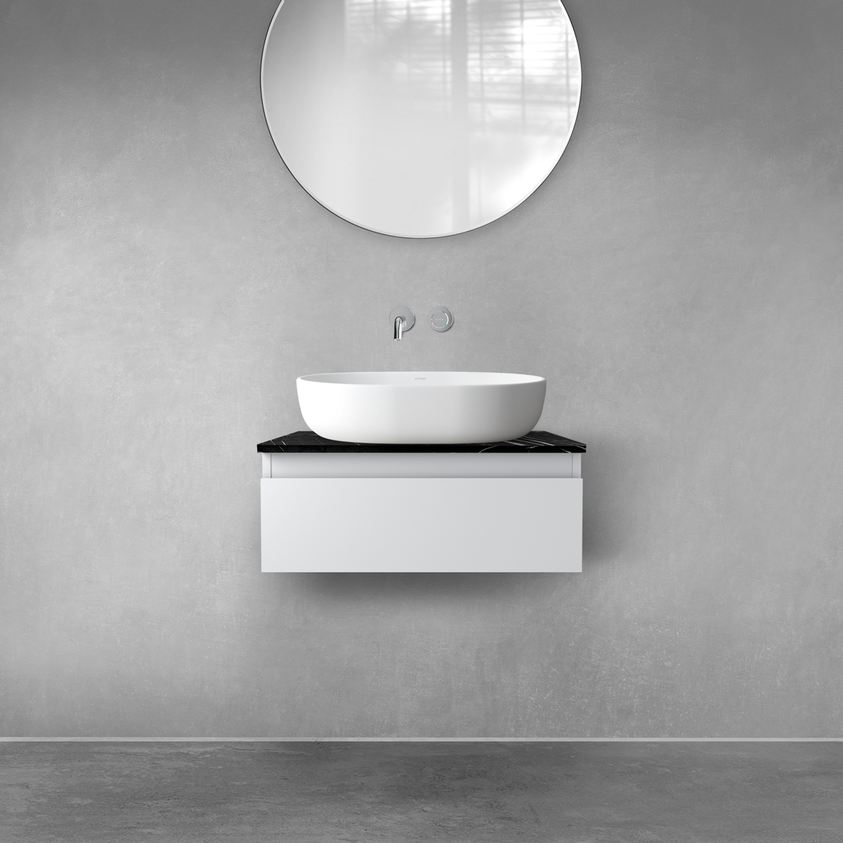 Darmowa Dostawa - Szafka z blatem 60x45.6x25.2 cm podumywalkowa wisząca czarna-szara Oltens Vernal 68714700