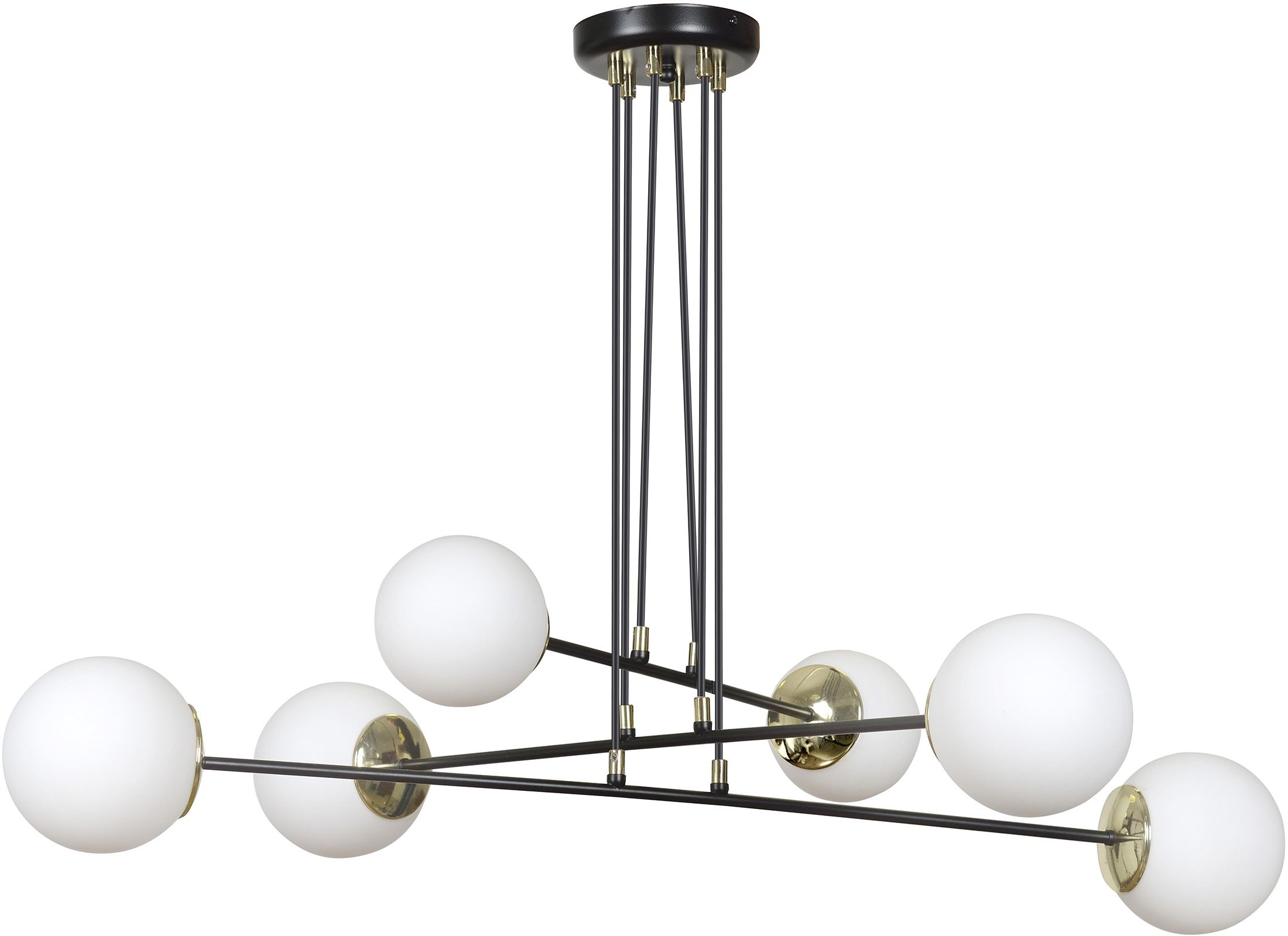 Darmowa Dostawa - Lampa wisząca 6x10 W czarna-złota-mleczna Emibig Ognis 9666