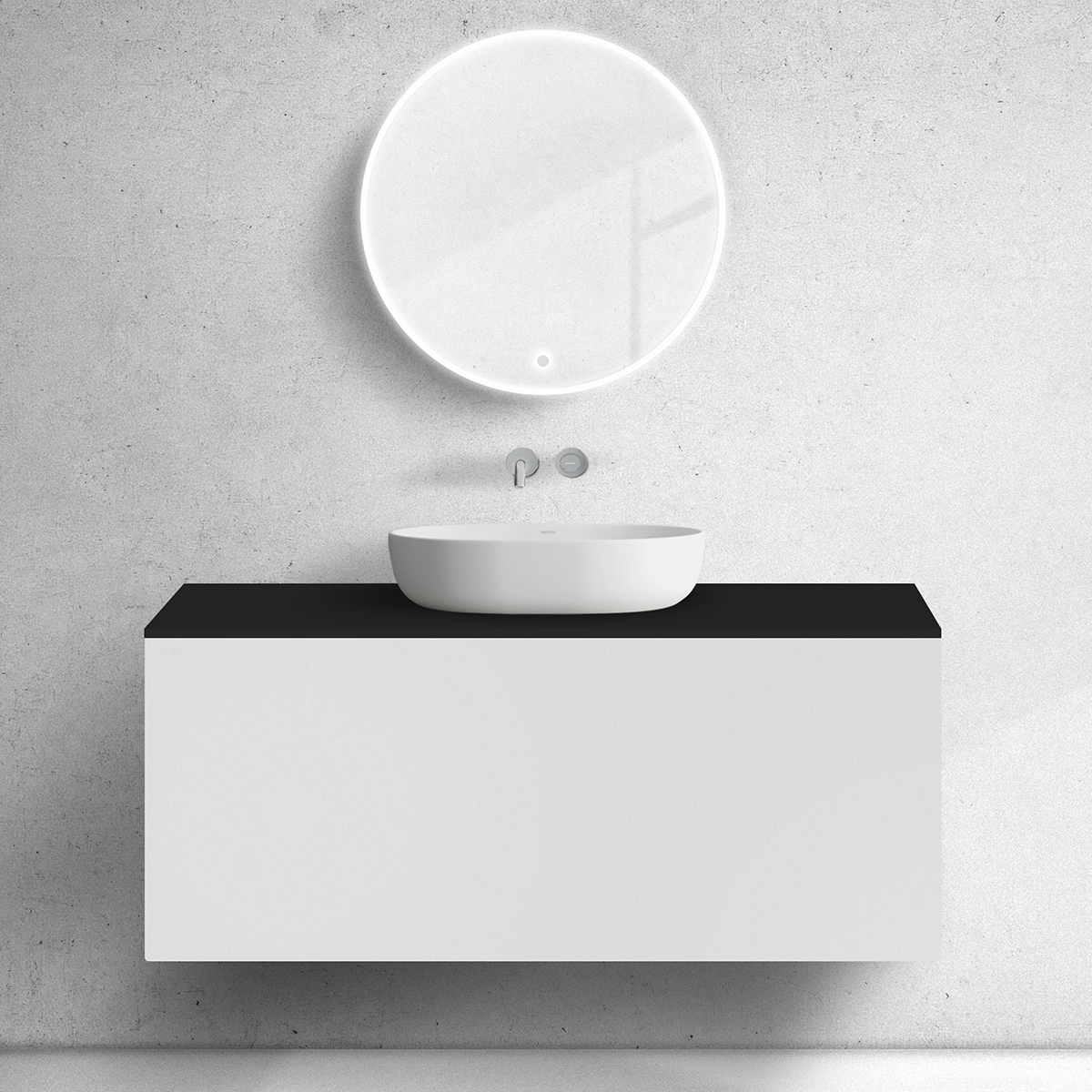 Darmowa Dostawa - Szafka z blatem 120x45x53.6 cm podumywalkowa wisząca biała-czarna Oltens Lun 68686000