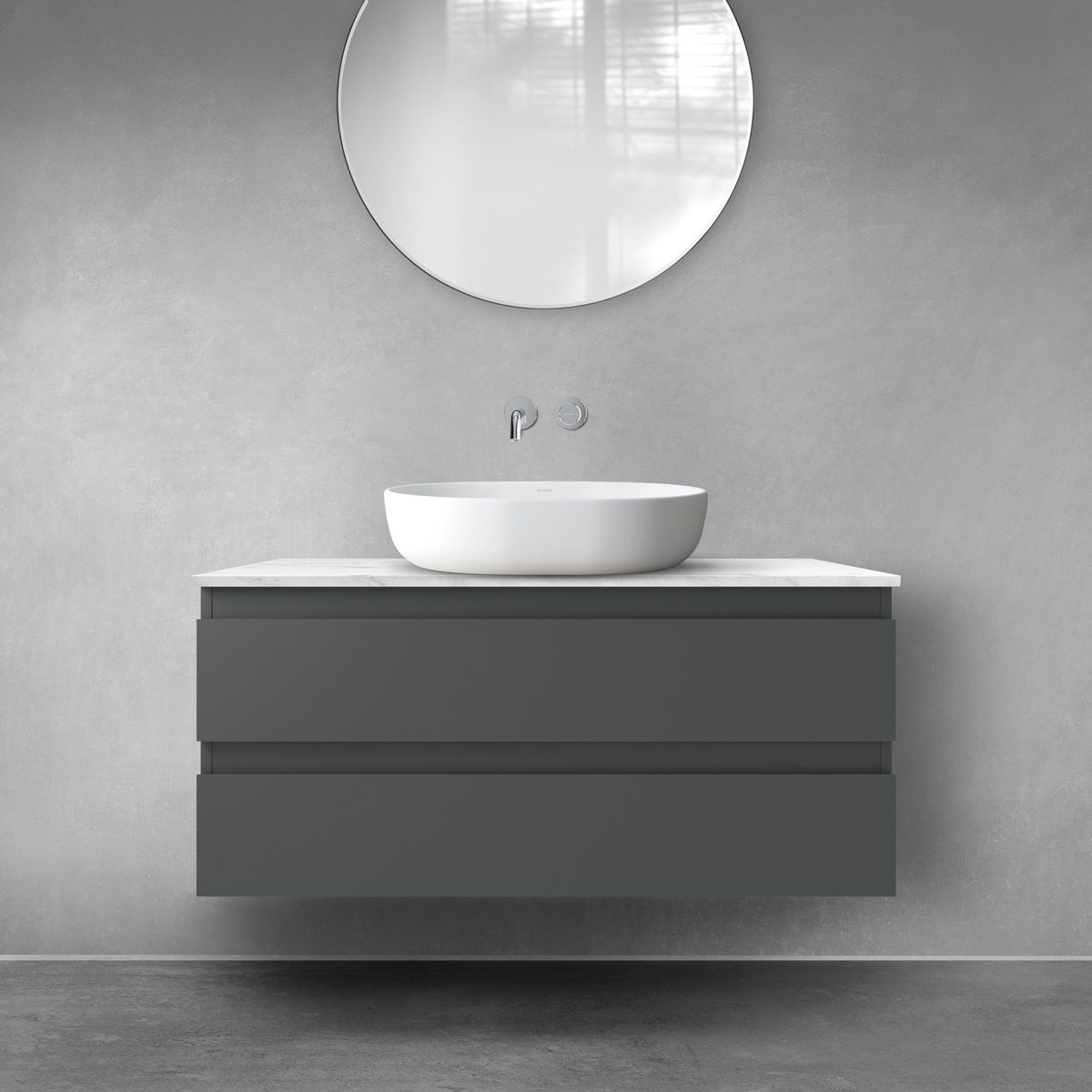 Darmowa Dostawa - Szafka z blatem 100x45.6x48.6 cm podumywalkowa wisząca grafitowa Oltens Vernal 68724400