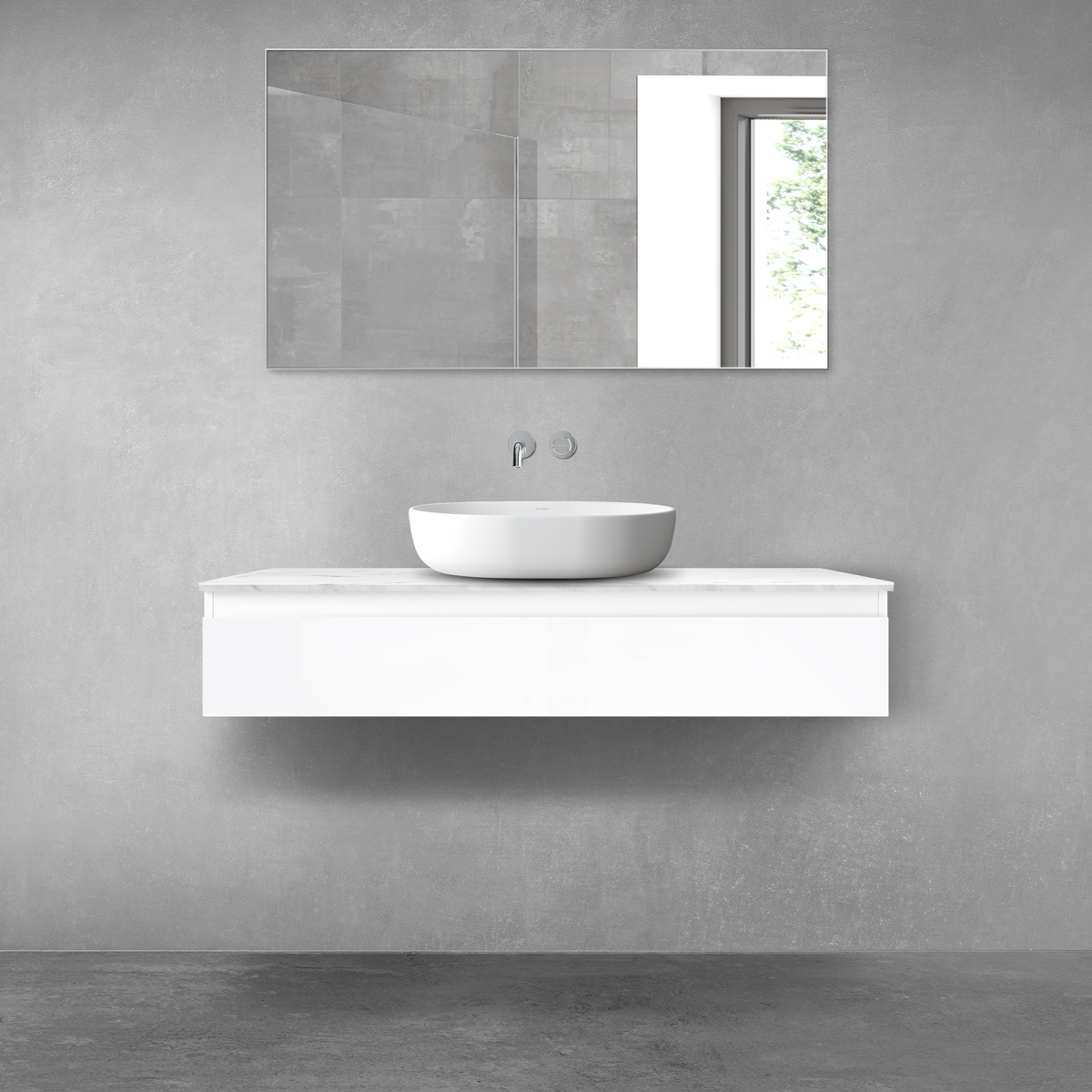 Darmowa Dostawa - Szafka z blatem 120x45.6x25.2 cm podumywalkowa wisząca biała Oltens Vernal 68709000