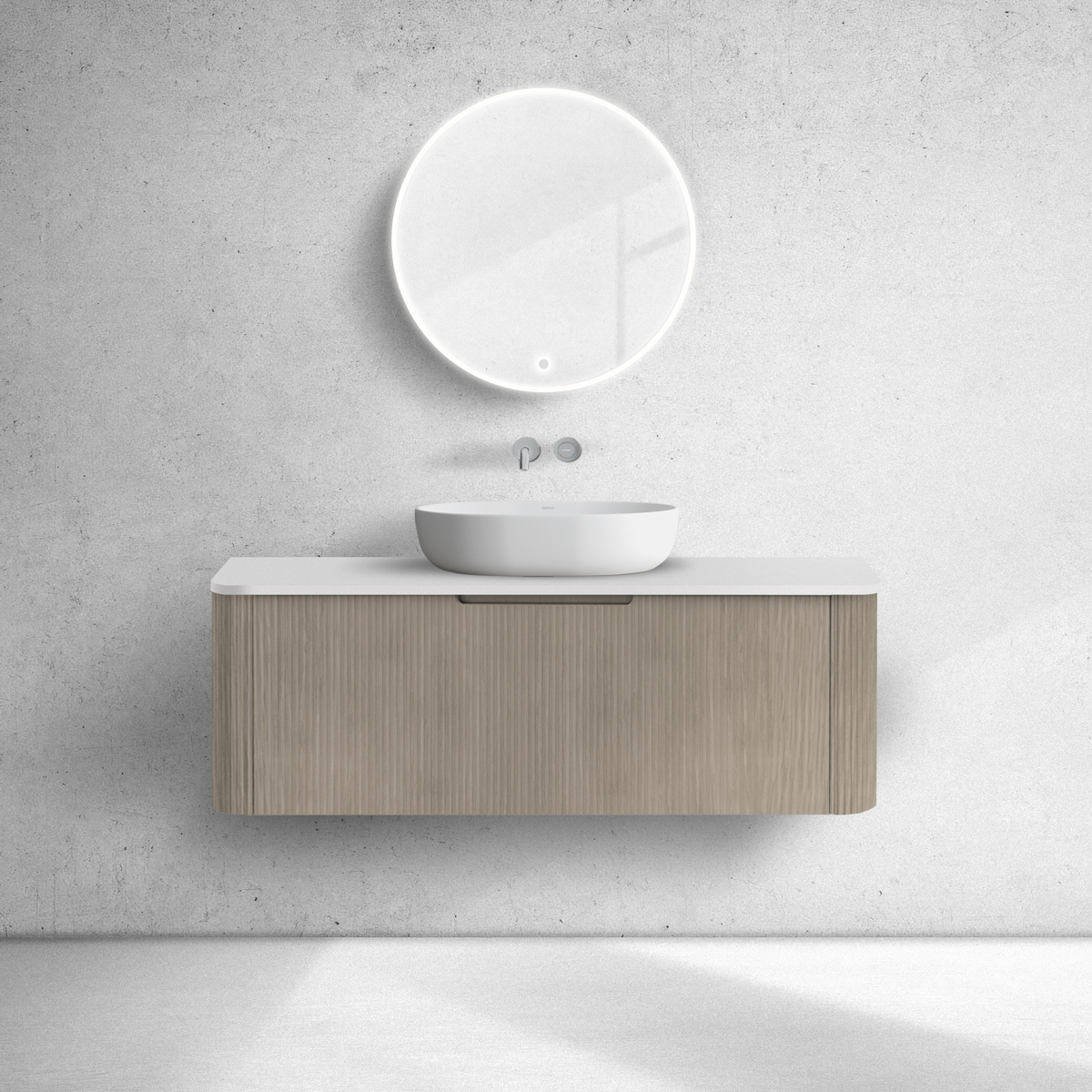 Darmowa Dostawa - Szafka z blatem 120x46.2x40.6 cm podumywalkowa wisząca biała-dąb Oltens Hamnes 68678060