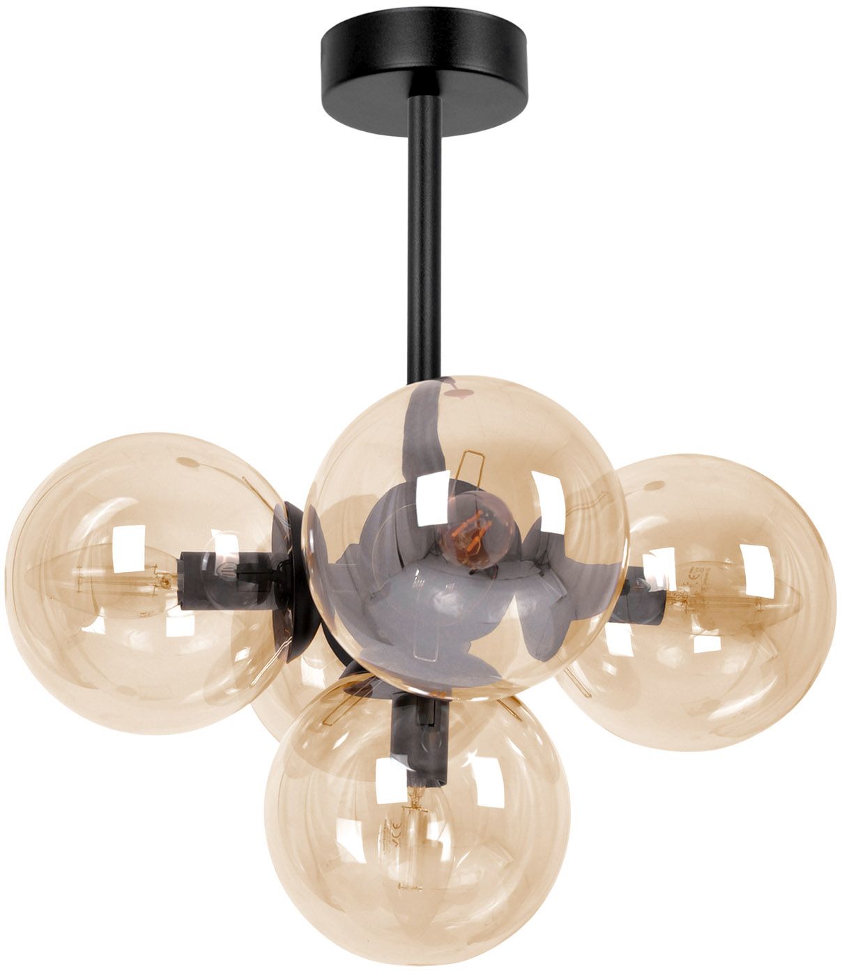 Darmowa Dostawa - Lampa podsufitowa 5x10 W czarna-bursztynowa Kaja Piro K5367