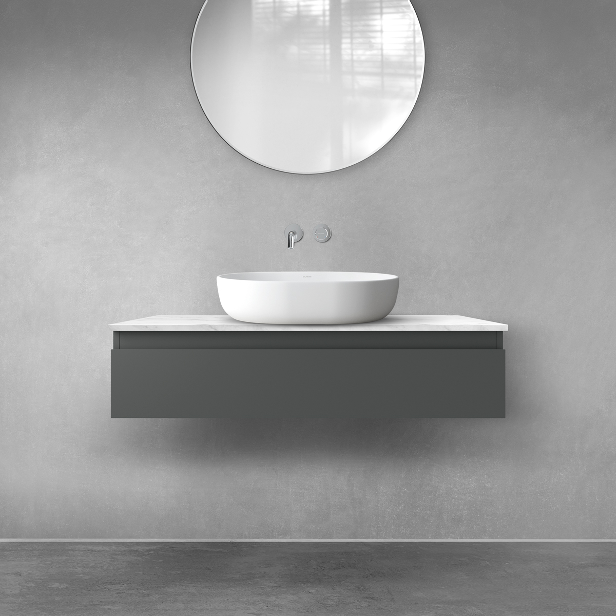 Darmowa Dostawa - Szafka z blatem 100x45.6x25.2 cm podumywalkowa wisząca grafitowa Oltens Vernal 68708400