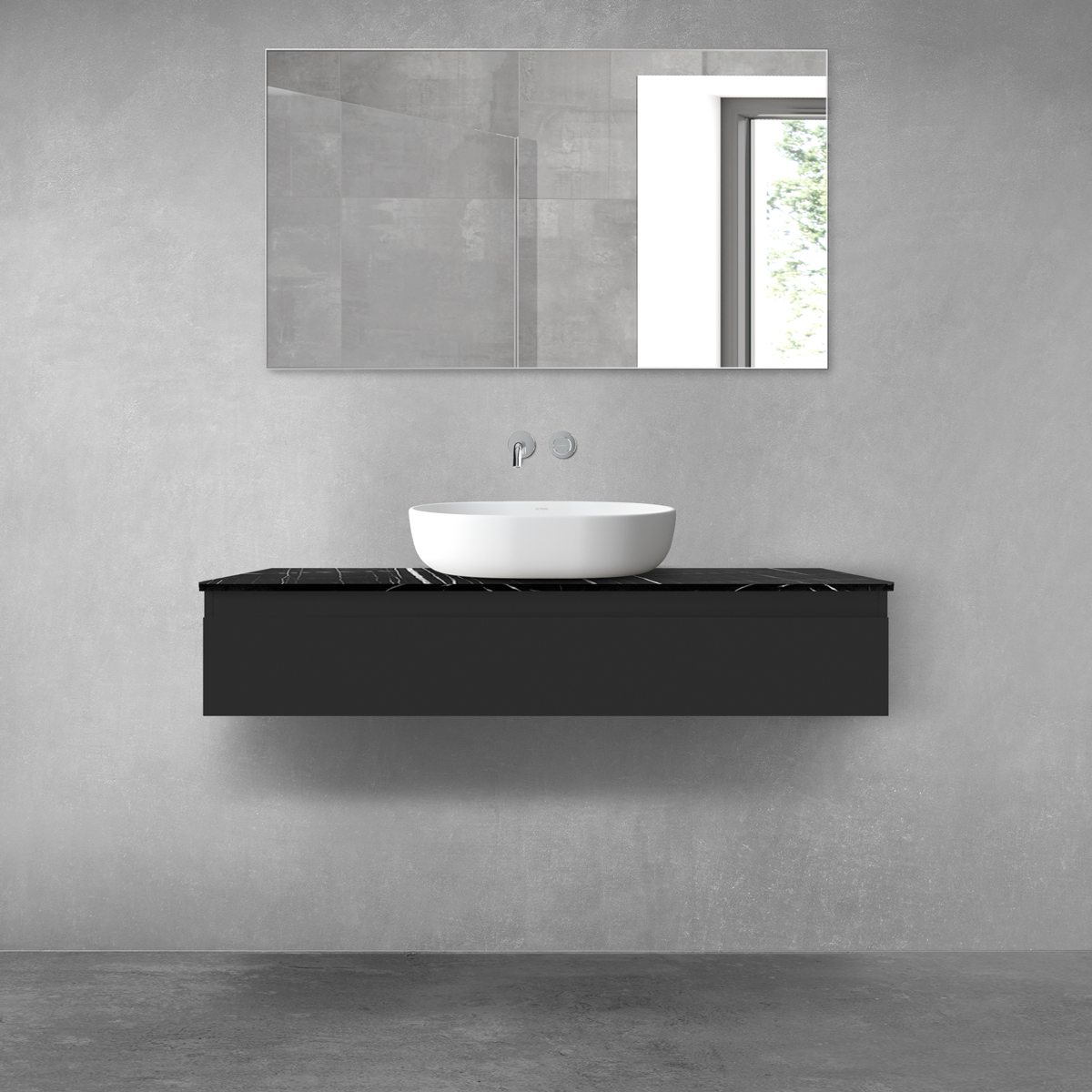 Darmowa Dostawa - Szafka z blatem 120x45.6x25.2 cm podumywalkowa wisząca czarna Oltens Vernal 68717300