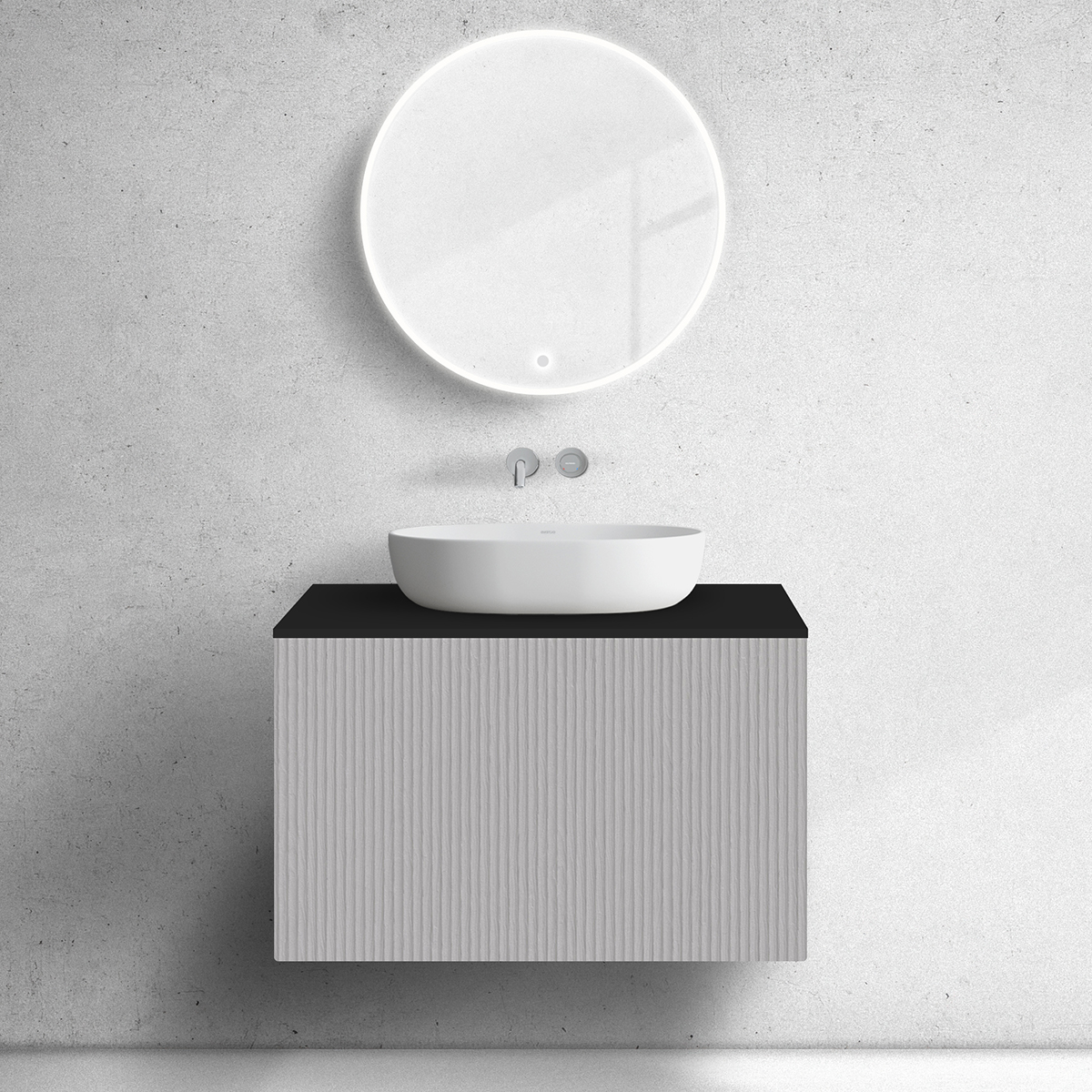 Darmowa Dostawa - Szafka z blatem 80x45x53.6 cm podumywalkowa wisząca czarna Oltens Lun 68747900