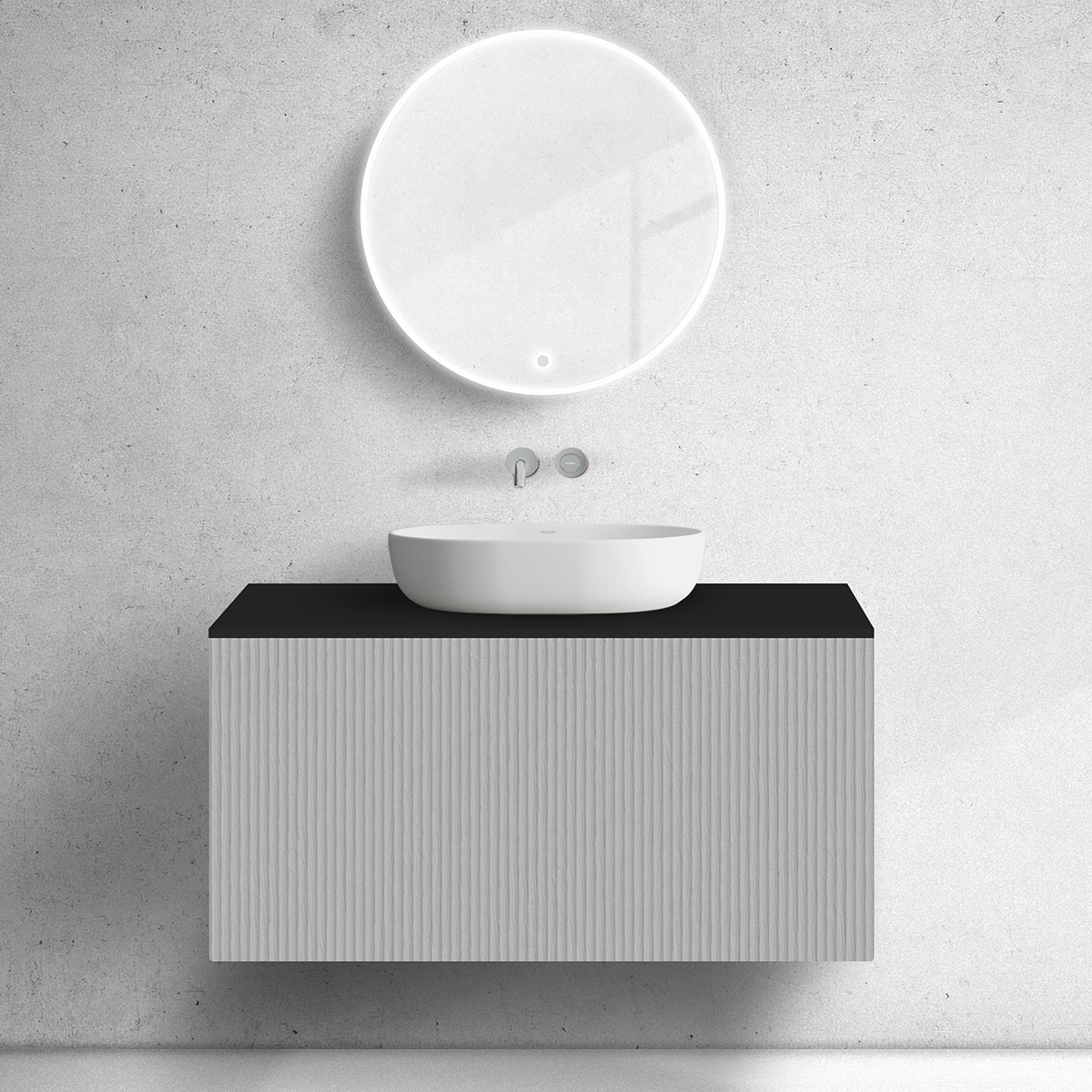 Darmowa Dostawa - Szafka z blatem 100x45x53.6 cm podumywalkowa wisząca czarna Oltens Lun 68681900