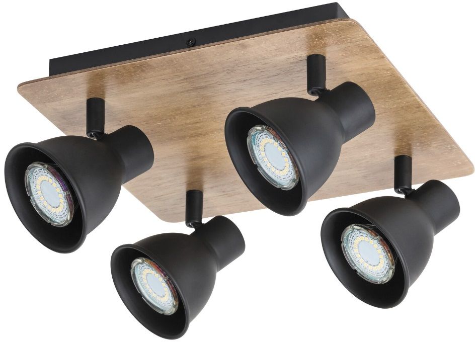 Darmowa Dostawa - Lampa podsufitowa 4x35 W czarna-drewno Rabalux Mac 5905