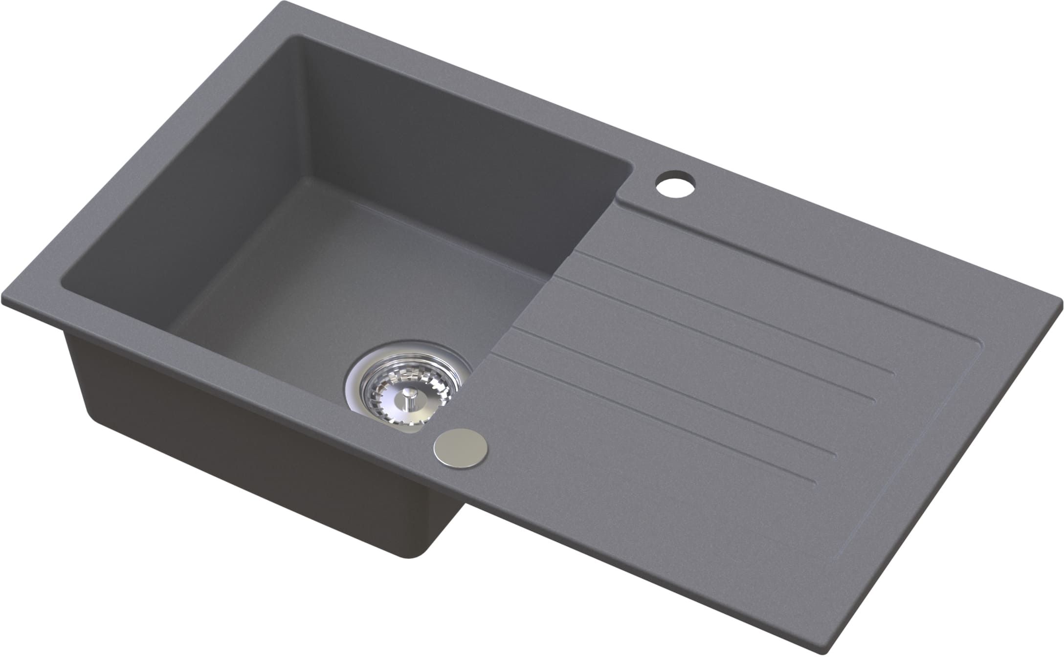 Darmowa Dostawa - Zlewozmywak granitowy 77x44 cm szary/grafitowy/onyx Ruvetti Pino 3001PIGR160W