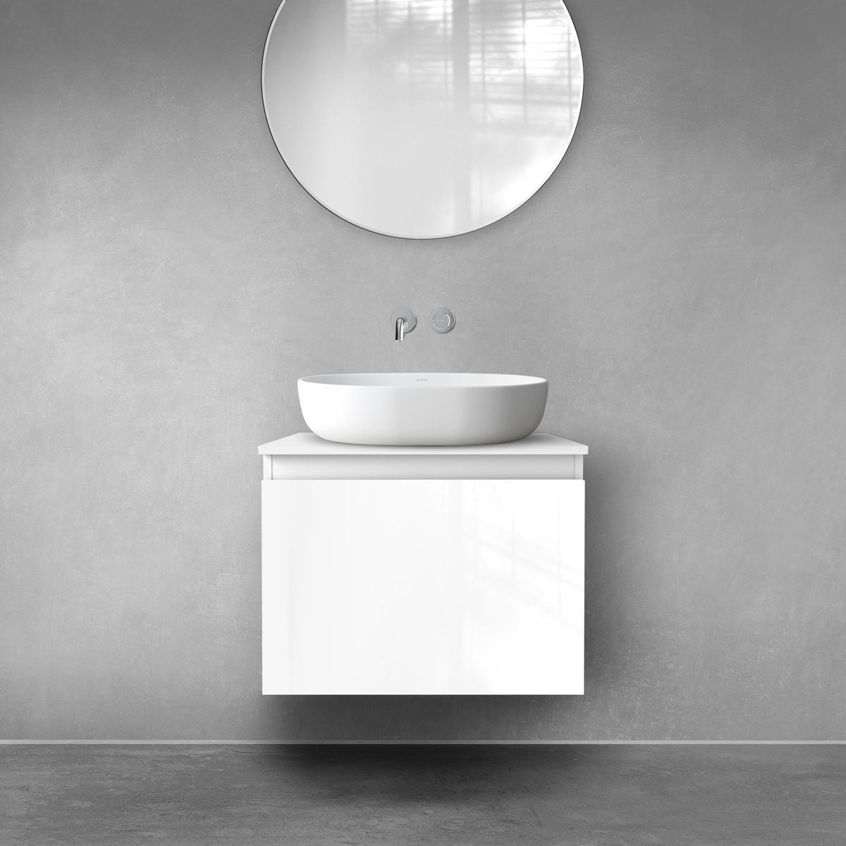 Darmowa Dostawa - Szafka z blatem 60x46.4x48.6 cm podumywalkowa wisząca biała Oltens Vernal 68104000