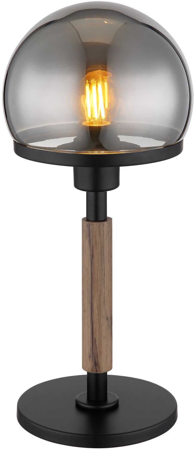 Darmowa Dostawa - Lampa stołowa 1x40 W czarna-przydymiona-drewno Globo Lighting Haku 21954S