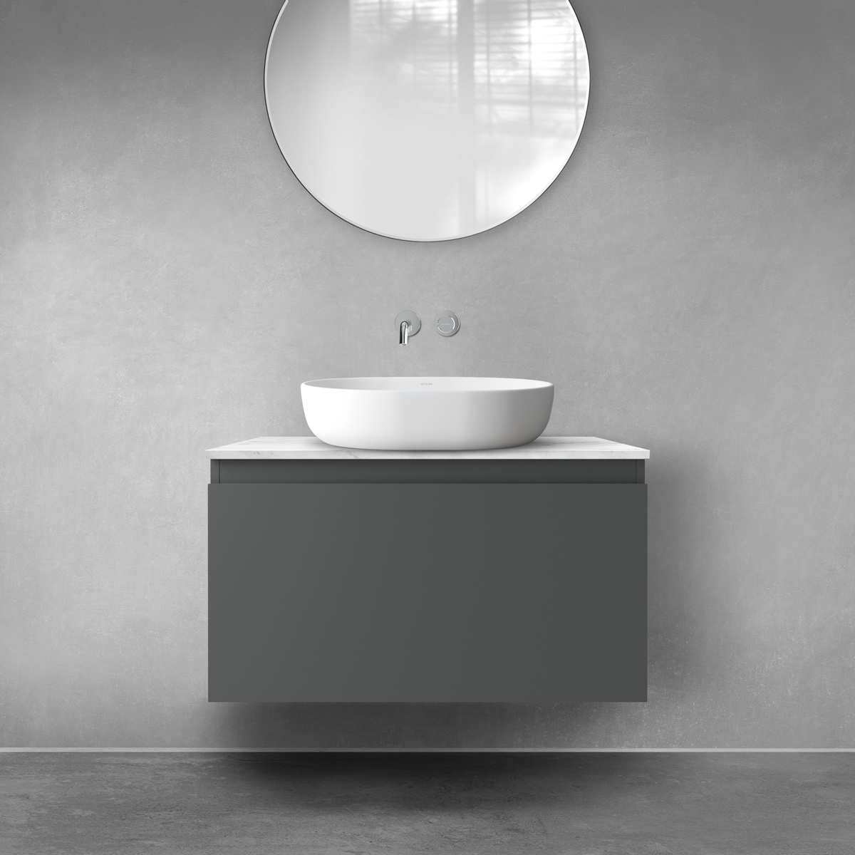 Darmowa Dostawa - Szafka z blatem 80x45.6x48.6 cm podumywalkowa wisząca grafitowa Oltens Vernal 68711400