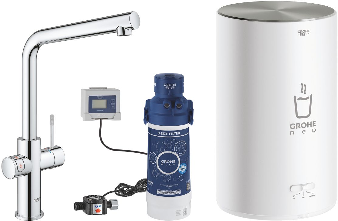 Darmowa Dostawa - Bateria kuchenna z bojlerem stojąca starlight chrome Grohe Red 30327001