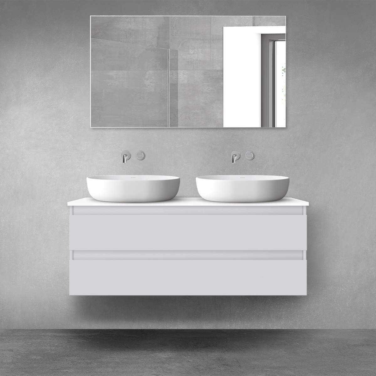 Darmowa Dostawa - Szafka z blatem 120x46.4x48.6 cm podumywalkowa wisząca biała-szara Oltens Vernal 68469700