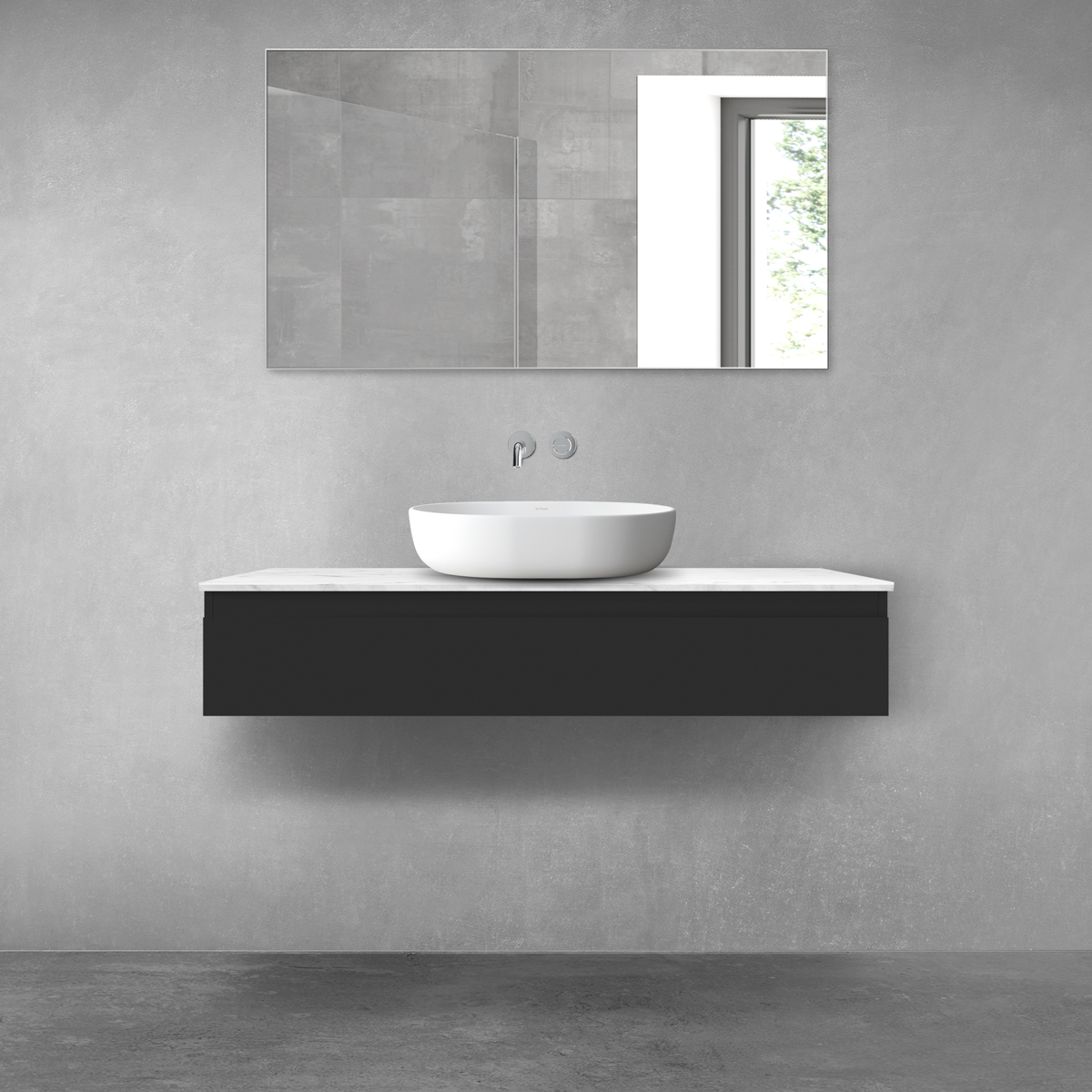 Darmowa Dostawa - Szafka z blatem 120x45.6x25.2 cm podumywalkowa wisząca czarna Oltens Vernal 68709300