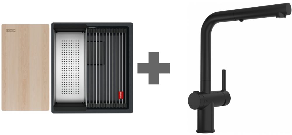 Darmowa Dostawa - Zlewozmywak z baterią czarny/czarny Franke Kanon 1250749685