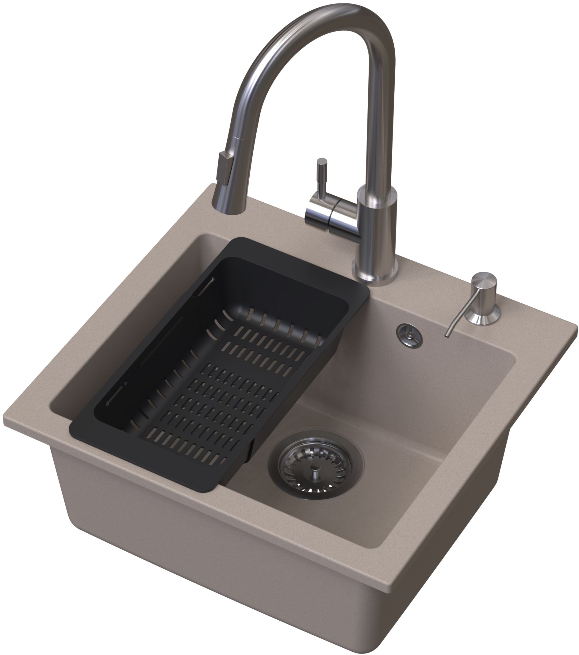 Darmowa Dostawa - Zlewozmywak z baterią i akcesoriami beżowy/stal Ruvetti Frigo LP3200FR4945BEW