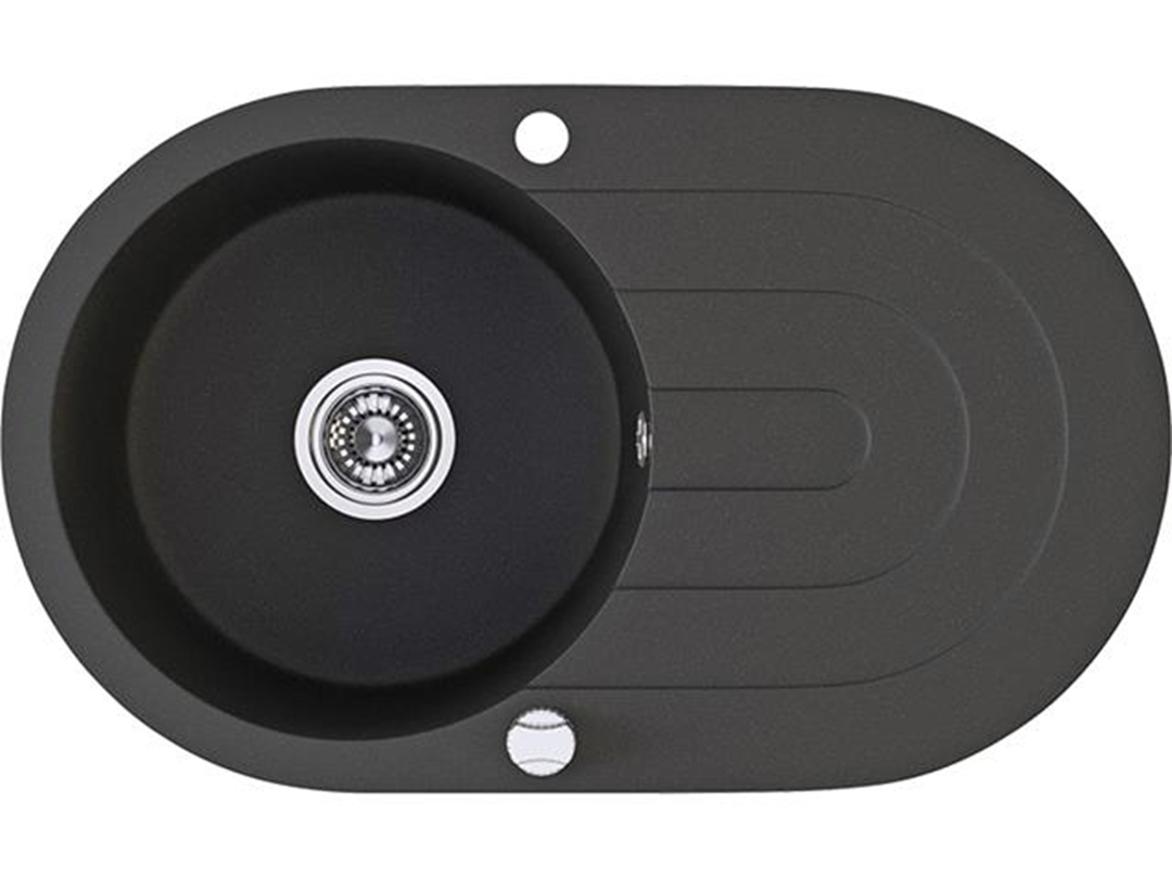 Darmowa Dostawa - Zlewozmywak granitowy 78x47 cm czarny Laveo Dafne SBD781T