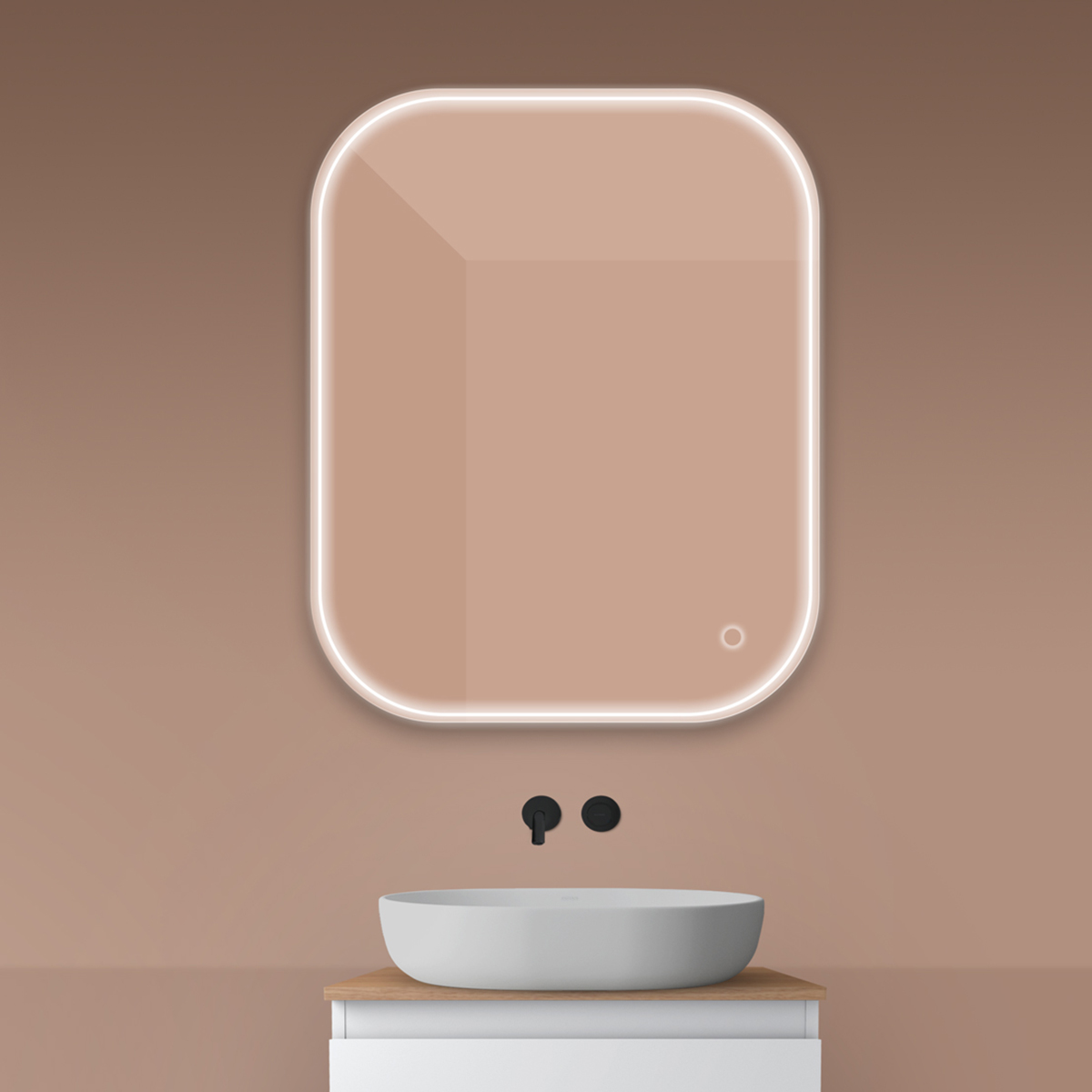 Darmowa Dostawa - Lustro 80x100 cm prostokątne z oświetleniem z matą grzewczą Oltens Nordlis 64124000