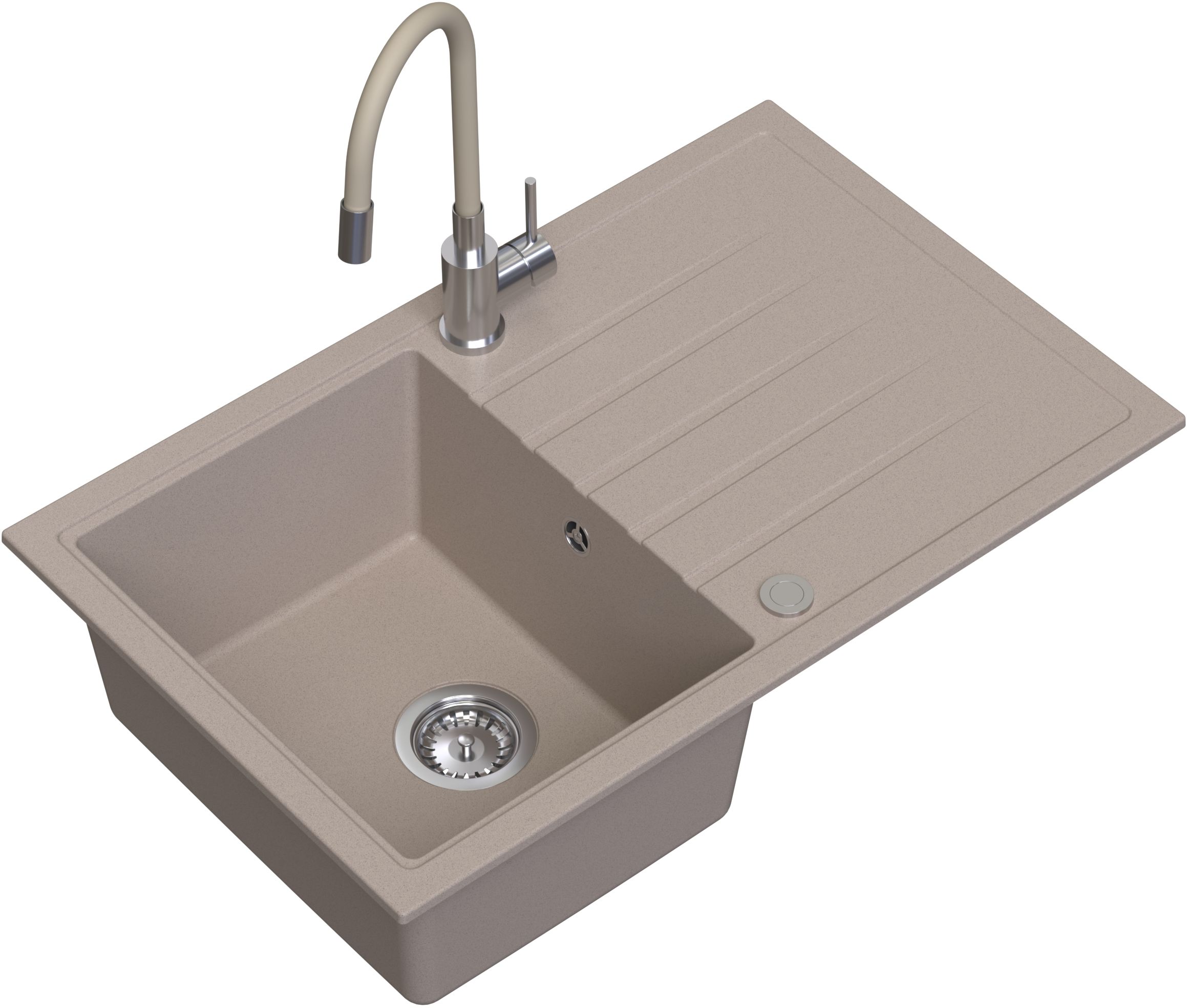 Darmowa Dostawa - Zlewozmywak z baterią beżowy/stal Ruvetti Maxi+ LP3200MX7950BEW