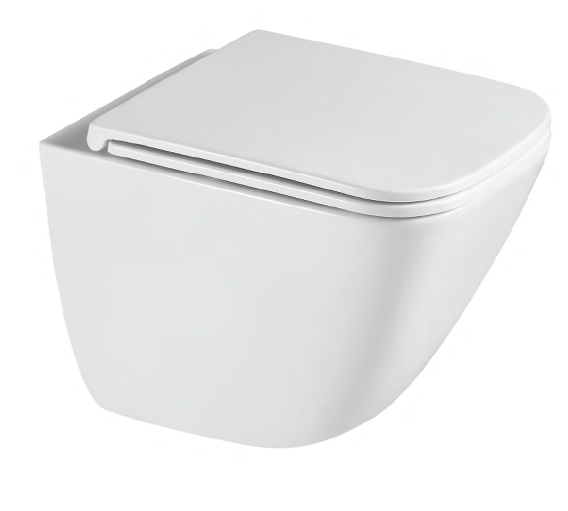 Darmowa Dostawa - Miska WC z deską wolnoopadającą wisząca bez kołnierza ze spłukiwaniem wirowym biały połysk Aquavea Unico UNICOBI