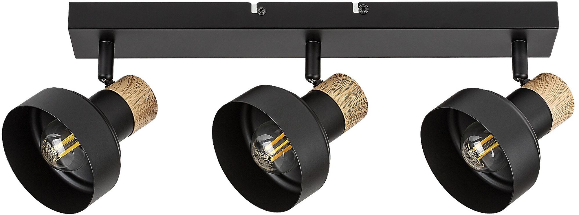 Darmowa Dostawa - Lampa podsufitowa 3x15 W czarna-drewno Rabalux Saskia 73057