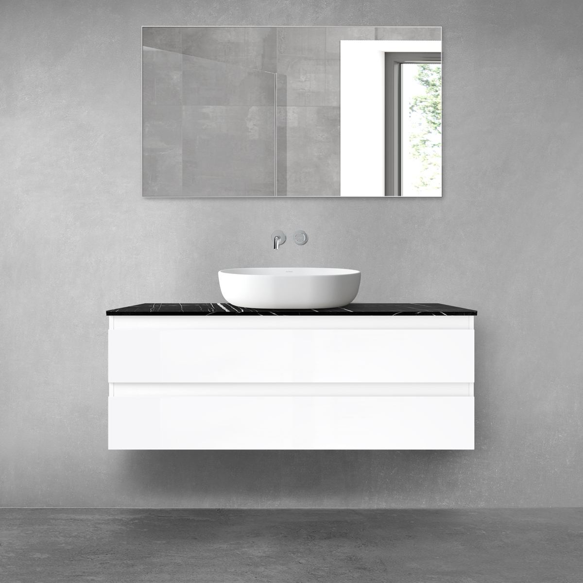 Darmowa Dostawa - Szafka z blatem 120x45.6x48.6 cm podumywalkowa wisząca biała Oltens Vernal 68729000