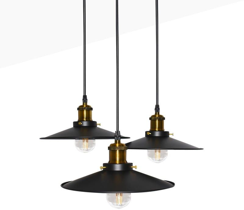 Darmowa Dostawa - Lampa wisząca 3x20 W czarna-złota Abruzzo Retro ABRLWRT3xE27