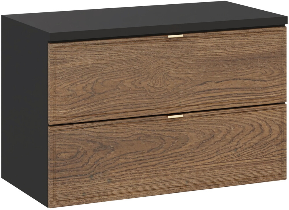 Darmowa Dostawa - Szafka z blatem 80x46x50 cm podumywalkowa wisząca czarna-dąb Comad Talia Casella SETTCBBLACK80CM