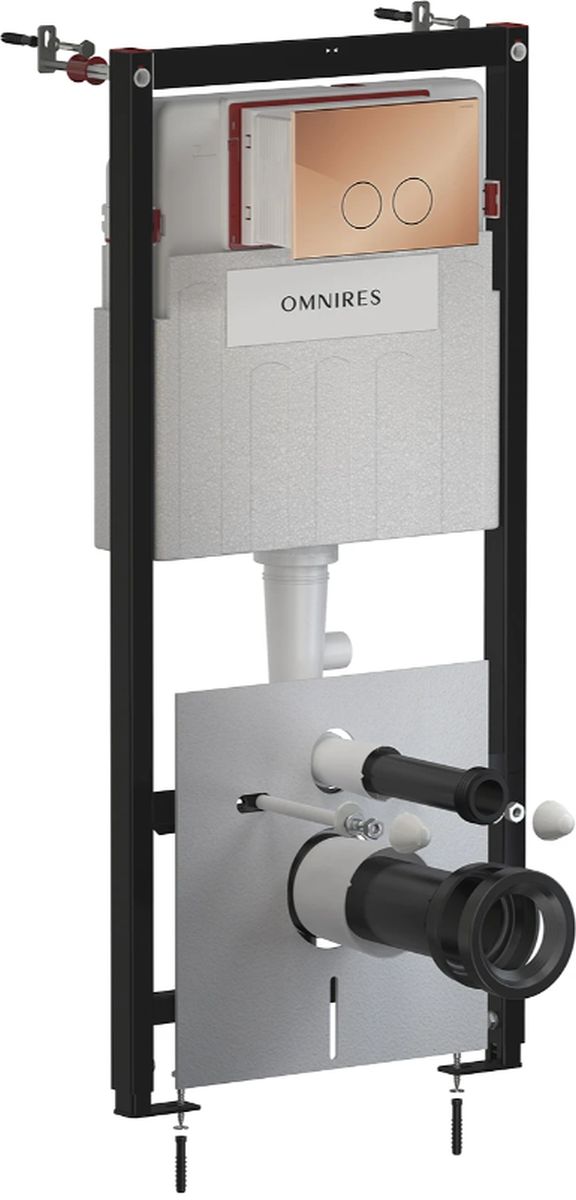 Darmowa Dostawa - Stelaż podtynkowy z przyciskiem spłukującym do miski wc wiszącej Omnires Eco Flush Set Strongframe + Minimal STFWCECO1MRCP