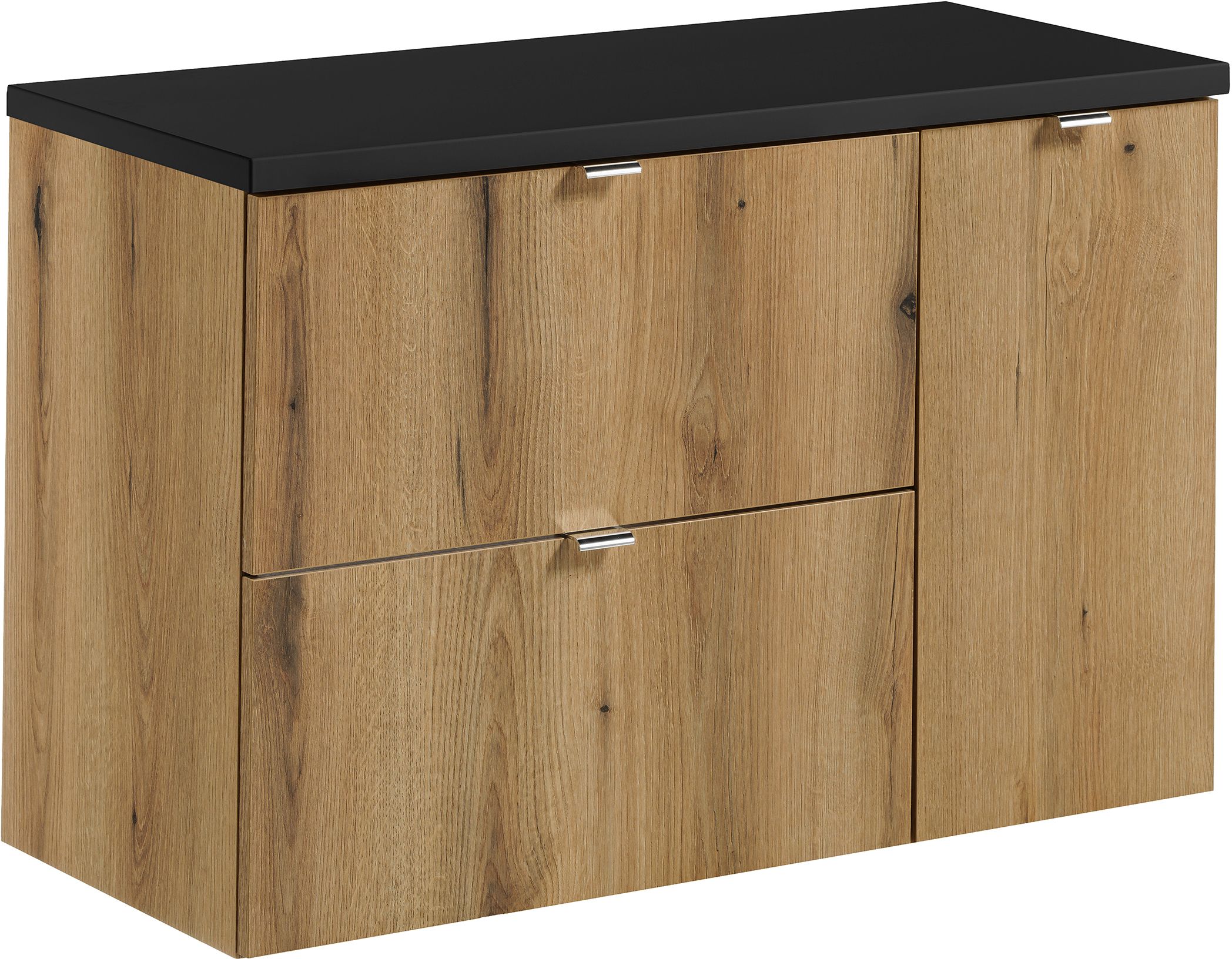 Darmowa Dostawa - Szafka z blatem 90x40x57 cm podumywalkowa wisząca czarna-dąb Comad Nova Oak SETNOABBLACK90CMS