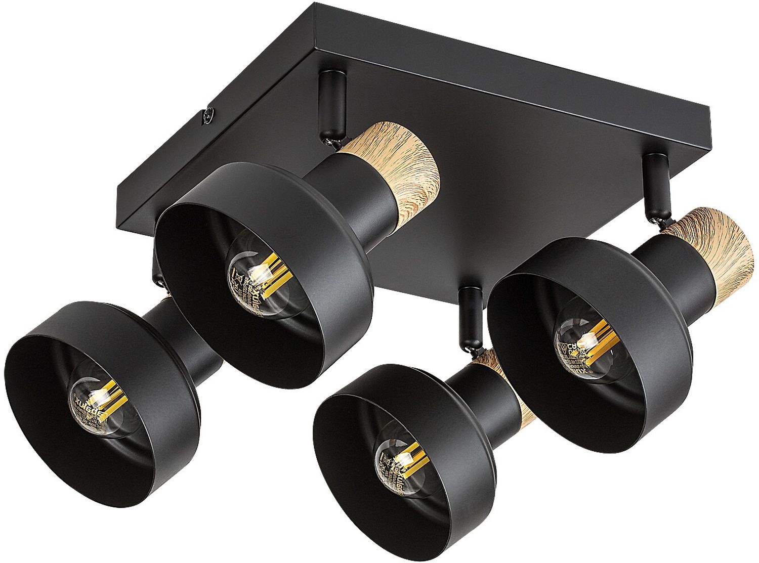 Darmowa Dostawa - Lampa podsufitowa 4x15 W czarna-drewno Rabalux Saskia 73058