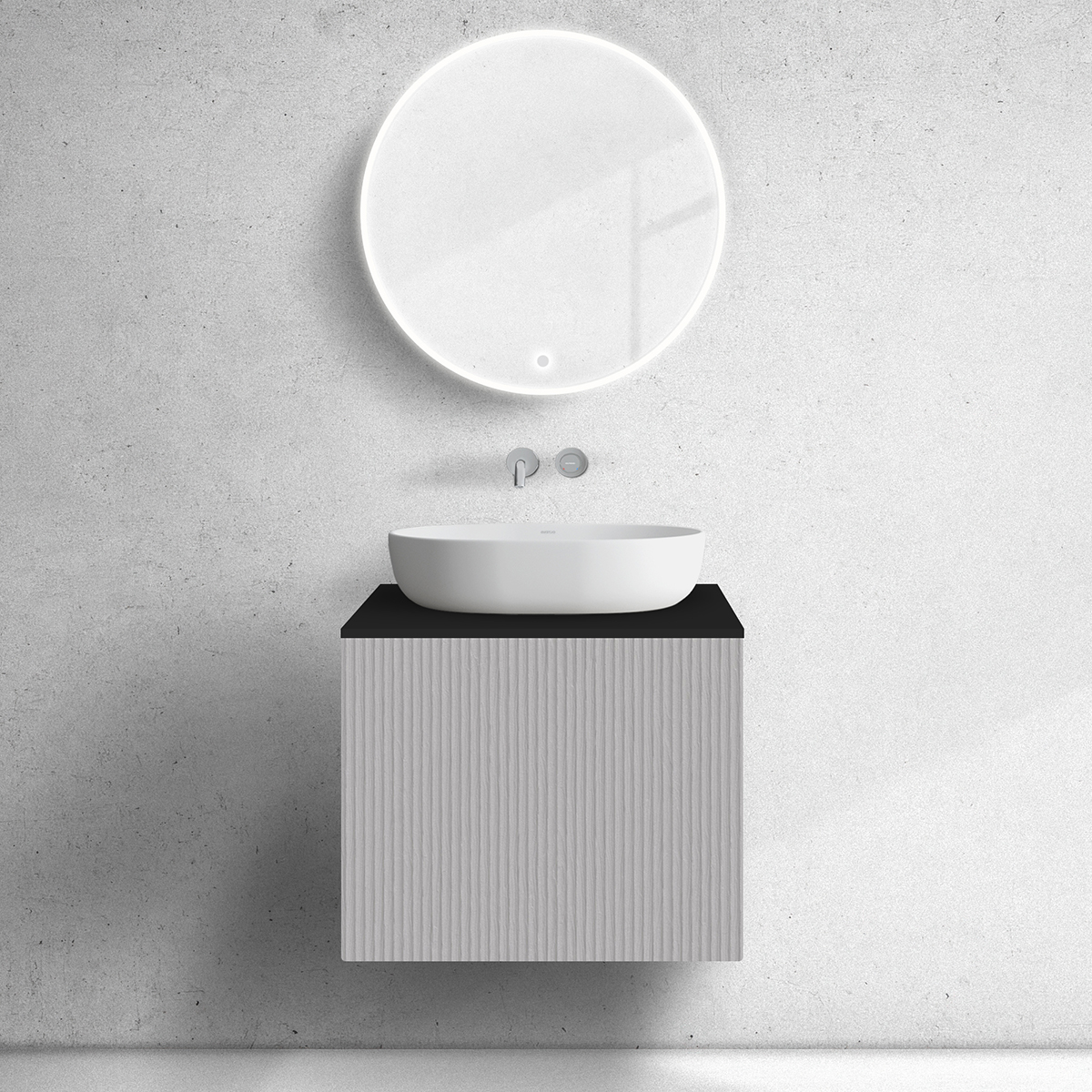 Darmowa Dostawa - Szafka z blatem 60x45x53.6 cm podumywalkowa wisząca czarna Oltens Lun 68746900