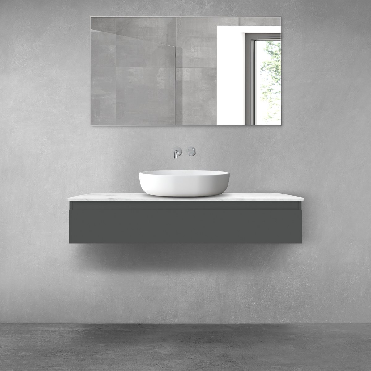 Darmowa Dostawa - Szafka z blatem 120x45.6x25.2 cm podumywalkowa wisząca grafitowa Oltens Vernal 68709400