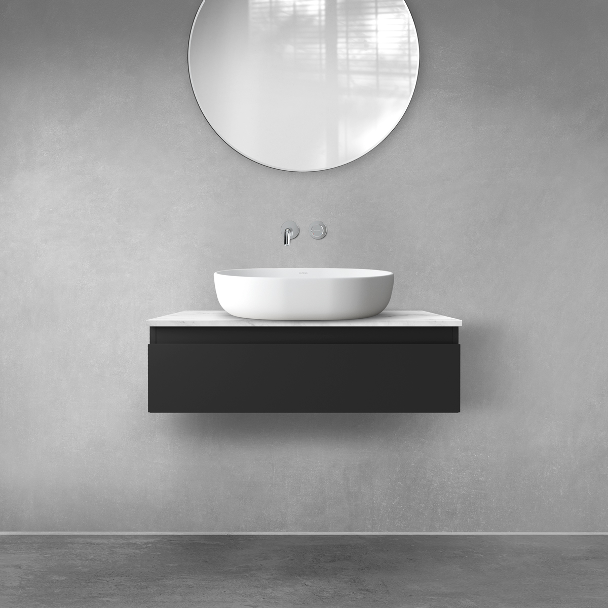 Darmowa Dostawa - Szafka z blatem 80x45.6x25.2 cm podumywalkowa wisząca czarna Oltens Vernal 68707300