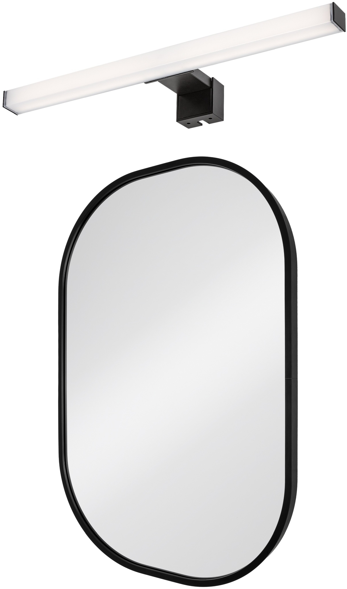 Darmowa Dostawa - Lustro z kinkietem 40x60 cm owalne z oświetleniem czarny Dubiel Vitrum Luis abset11061