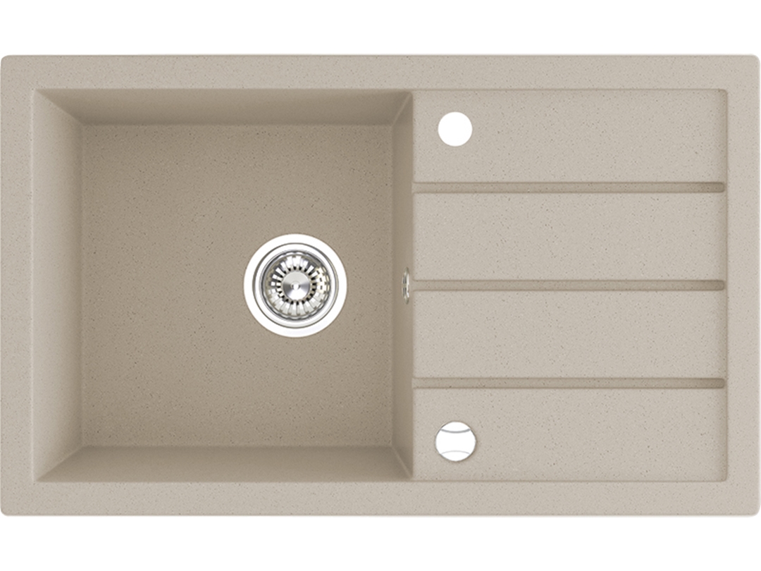 Darmowa Dostawa - Zlewozmywak granitowy 79x48 cm beżowy Laveo Trzynastka SBP411T