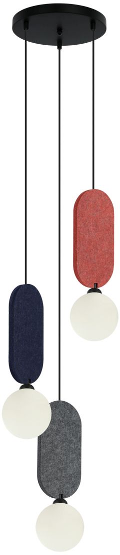 Darmowa Dostawa - Lampa wisząca 3x25 W czarna-niebieska-szary/popielaty Italux Lorenzo PND59815A3MLTI