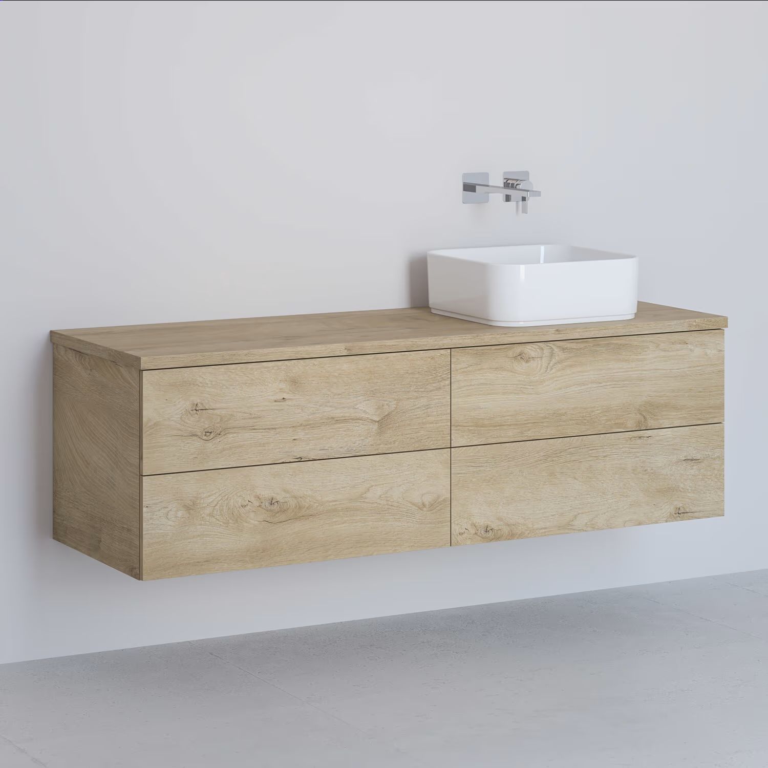 Darmowa Dostawa - Szafka z blatem 141x48.7x44.5 cm podumywalkowa wisząca dąb Kronenbach Cube KBWTKOWTL1414GH