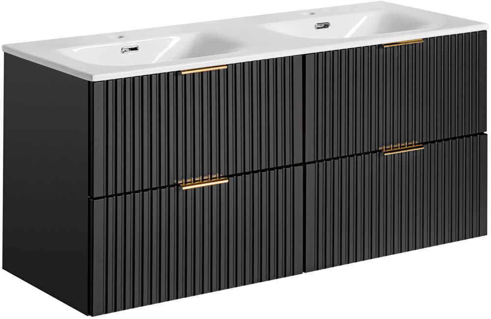 Darmowa Dostawa - Umywalka z szafką 120 cm czarną Comad Adel Black abset6125