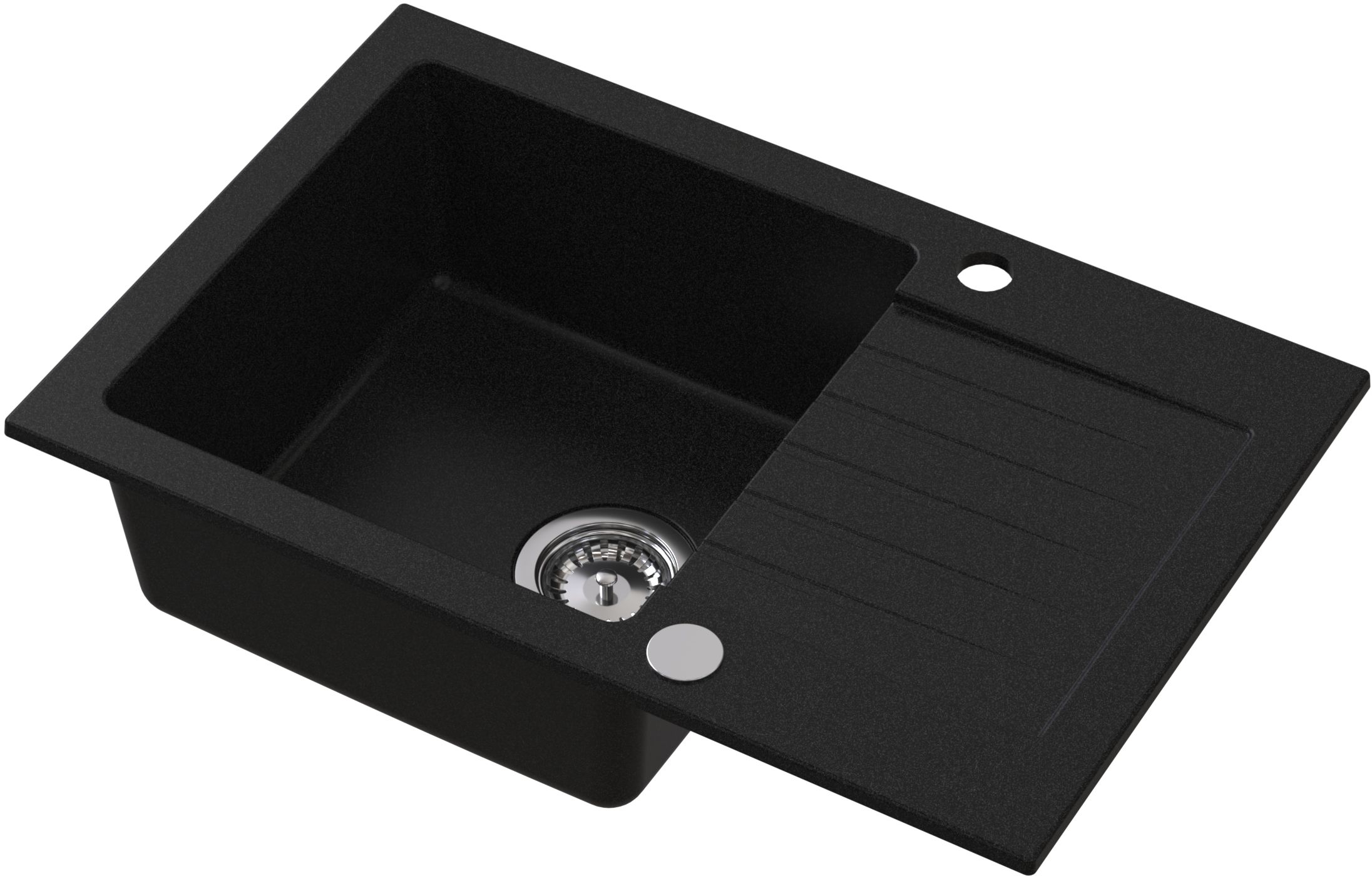 Darmowa Dostawa - Zlewozmywak granitowy 68x44.2 cm czarny Ruvetti Pineko 3001PNBC140W