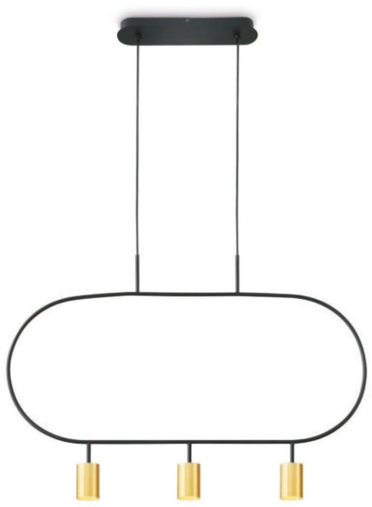 Darmowa Dostawa - Lampa wisząca 3x3 W czarna-złota Altavola Design Luna LPL338GD