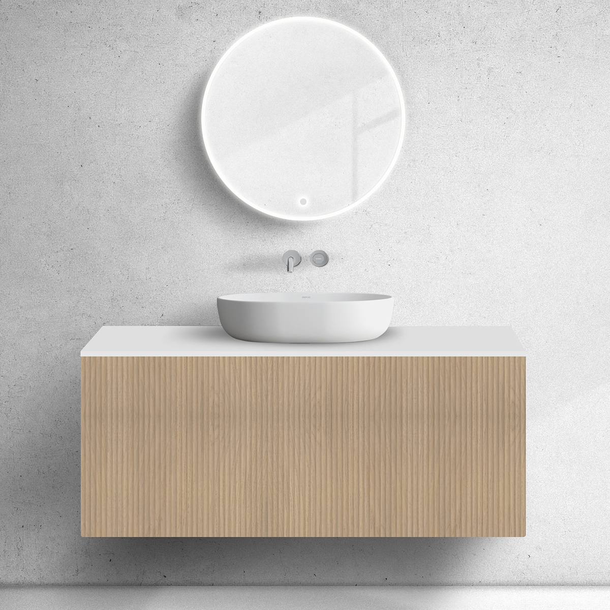 Darmowa Dostawa - Szafka z blatem 120x45x53.6 cm podumywalkowa wisząca biała-dąb Oltens Lun 68741060