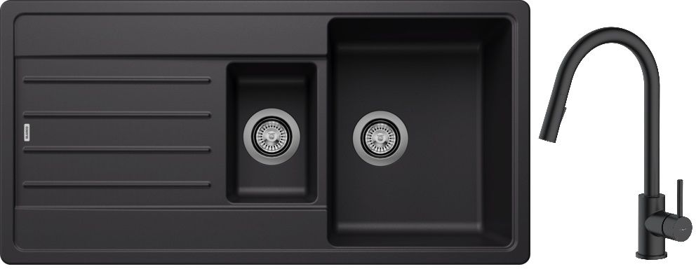 Darmowa Dostawa - Zlewozmywak z baterią czarny/czarny Blanco Legra 6 S abset10054