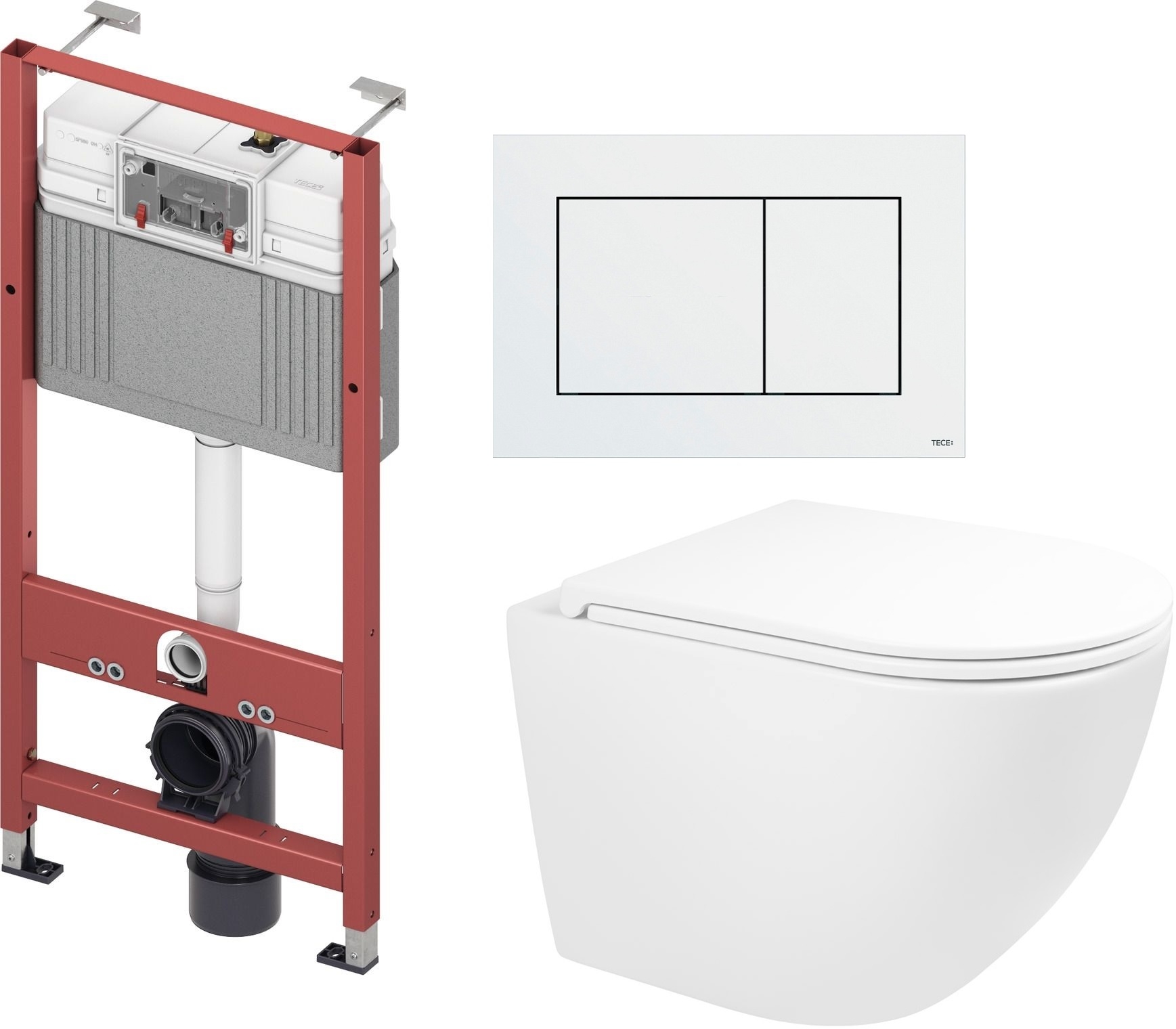 Darmowa Dostawa - Zestaw miska z deską i stelaż z przyciskiem ze spłukiwaniem wirowym Oltens Hamnes abset6079