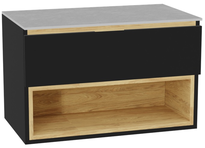 Darmowa Dostawa - Szafka z blatem 80x46.5x51.2 cm podumywalkowa wisząca czarna-szara-dąb Excellent Tuto 2.0 MLEX2171K8001SJBKBK